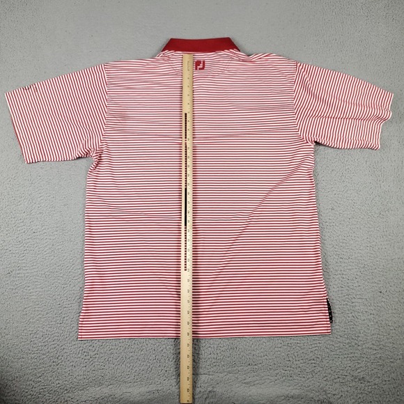 FJ FootJoy Barrington Hills Red White Stripe Prodry Lisle Mens Polo Shirt Large - Picture 4 of 7